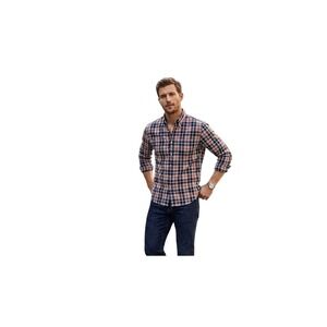 J.Crew Mens Flex Washed Slim Fit Plaid Button Down Shirt Navy Red Small S